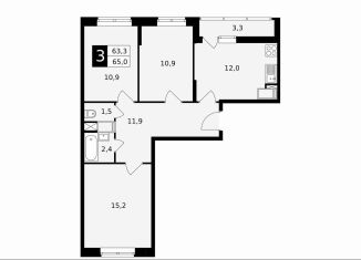Продам трехкомнатную квартиру, 65 м2, Подольск, Садовая улица, 14