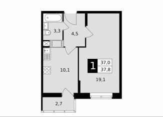 Продаю однокомнатную квартиру, 37.8 м2, Подольск, Садовая улица, 14
