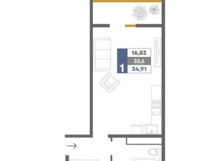 Продаю квартиру студию, 34.9 м2, Крым