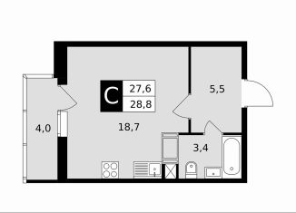 Квартира на продажу студия, 28.8 м2, Подольск, Садовая улица, 14
