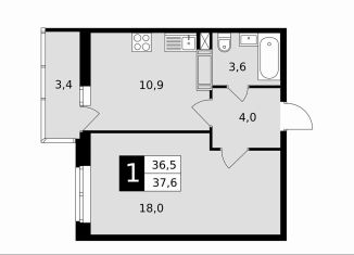 Продажа 1-ком. квартиры, 37.6 м2, Подольск, Садовая улица, 14