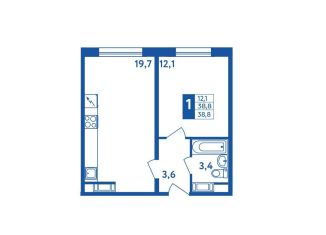 Продажа однокомнатной квартиры, 38.8 м2, Республика Башкортостан