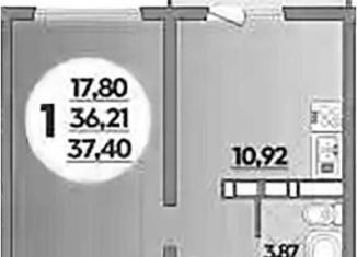 Однокомнатная квартира на продажу, 37.4 м2, Ростов-на-Дону, ЖК Платовский, улица Тимофеева, 9
