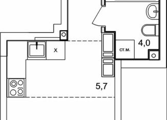 Однокомнатная квартира на продажу, 29.4 м2, деревня Анкудиновка, ЖК КМ Анкудиновский Парк