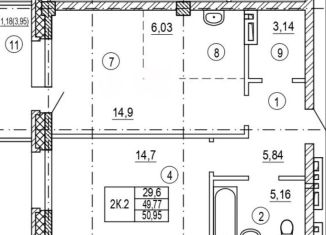 Двухкомнатная квартира на продажу, 51 м2, Абакан