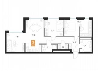 Продаю 2-комнатную квартиру, 72.3 м2, Курск