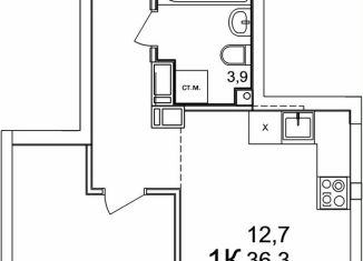 Продаю 1-ком. квартиру, 37.6 м2, деревня Анкудиновка, ЖК КМ Анкудиновский Парк