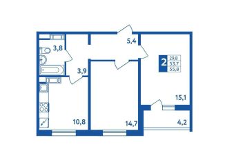 Продается 2-комнатная квартира, 55.8 м2, Республика Башкортостан