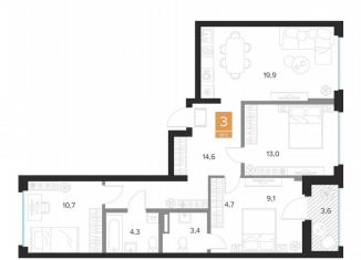 Продажа трехкомнатной квартиры, 81.5 м2, Курск