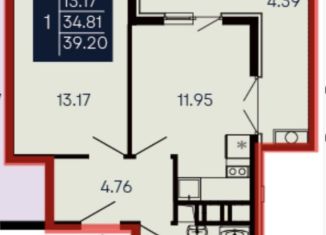 Продам однокомнатную квартиру, 39.2 м2, Крым