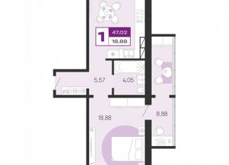 Продаю 1-комнатную квартиру, 47 м2, Брянск, Литейная улица, 67