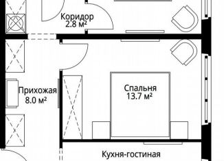 Продаю двухкомнатную квартиру, 55.4 м2, деревня Сапроново, микрорайон Купелинка, 7, ЖК Эко Видное 2.0