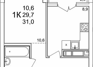 Продам 1-комнатную квартиру, 31 м2, деревня Анкудиновка, ЖК КМ Анкудиновский Парк