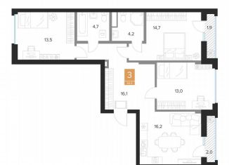 3-комнатная квартира на продажу, 84.4 м2, Курск