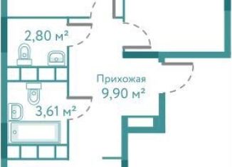 2-комнатная квартира на продажу, 68.8 м2, Тюмень, улица Павла Никольского, 6, ЖК Акватория