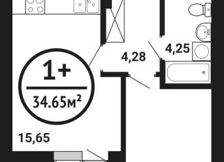 Продаю 1-ком. квартиру, 34.7 м2, Уфа, ЖК Цветы Башкирии