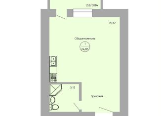 Квартира на продажу студия, 27.1 м2, Ростов-на-Дону, ЖК Сиреневый Квартал, улица Вересаева, 103Вс1