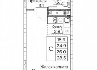 Продаю квартиру студию, 28.5 м2, Владивосток, улица Расула Гамзатова, 7к3