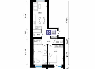 Продажа 3-ком. квартиры, 64.6 м2, Белебей
