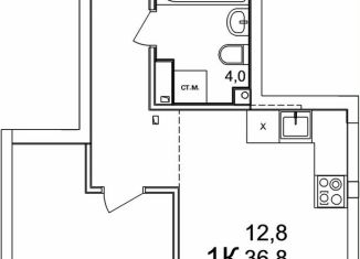 1-комнатная квартира на продажу, 38.1 м2, деревня Анкудиновка, ЖК КМ Анкудиновский Парк