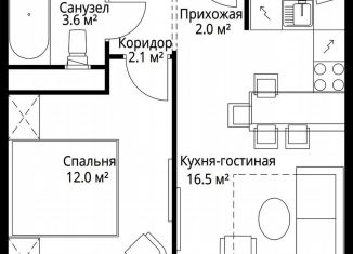 Продажа 1-ком. квартиры, 36.2 м2, деревня Сапроново, микрорайон Купелинка, 7, ЖК Эко Видное 2.0