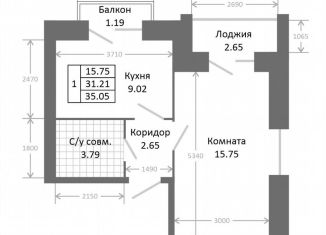 Продажа 1-ком. квартиры, 35.1 м2, Ярославль, Хуторская улица, 12