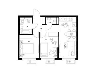 Продаю двухкомнатную квартиру, 45.8 м2, Котельники, ЖК Белая Дача Парк