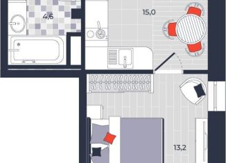 Продаю 2-ком. квартиру, 43.3 м2, Тула