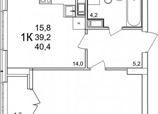 1-ком. квартира на продажу, 40.4 м2, деревня Анкудиновка, ЖК КМ Анкудиновский Парк