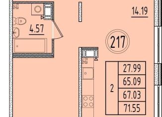 Продам 2-ком. квартиру, 65.1 м2, посёлок Шушары