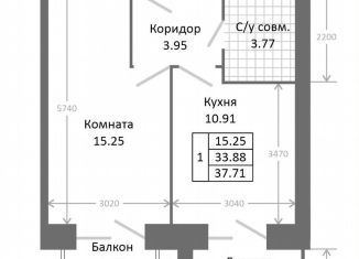 Продажа 1-комнатной квартиры, 37.7 м2, Ярославль, Хуторская улица, 12