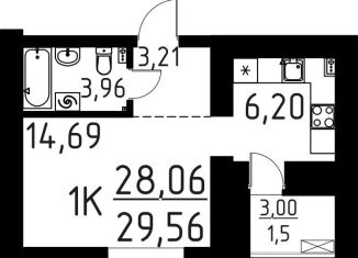 Продажа однокомнатной квартиры, 29.6 м2, Томск, улица Вершинина, 58к2