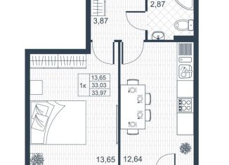 Продажа однокомнатной квартиры, 34 м2, Коммунар, ЖК Ново-Антропшино