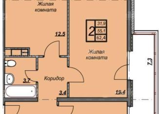 Продается 2-комнатная квартира, 62.4 м2, Анапа, Владимирская улица, ЖК Триумф