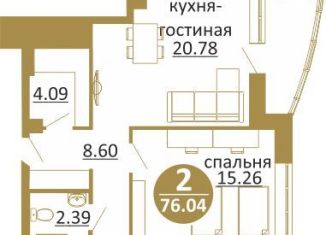 Продается трехкомнатная квартира, 80 м2, Пермь, улица Николая Островского, ЖК Солнечный Город