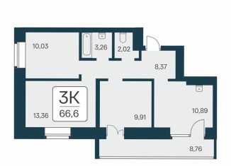 Продается 3-ком. квартира, 66.6 м2, Новосибирск, метро Площадь Ленина