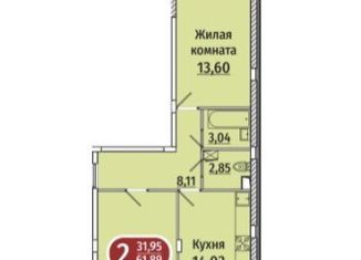 Продаю 2-комнатную квартиру, 61.9 м2, Чебоксары, проспект Геннадия Айги, 20, Ленинский район