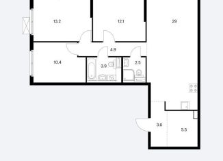 Продается 3-комнатная квартира, 85.1 м2, городской посёлок Янино-1, жилой комплекс Янинский Лес, к12