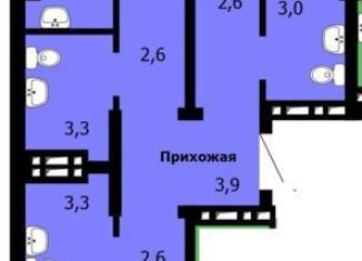 3-комнатная квартира на продажу, 77.6 м2, Красноярск, Ленинский район, проспект Машиностроителей, 35