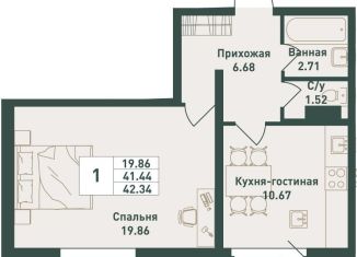 Продам 1-ком. квартиру, 42.3 м2, Ленинградская область