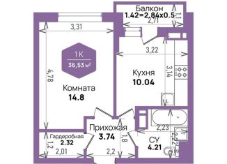 Продам 1-комнатную квартиру, 36.5 м2, Краснодар, Константиновская улица, 5лит6, микрорайон Плодородный-2