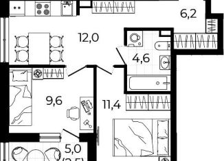 Продажа 2-комнатной квартиры, 46 м2, Всеволожск, улица Доктора Сотникова, 27, ЖК Южная Поляна