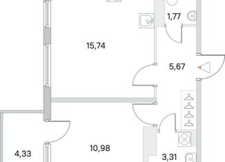 Однокомнатная квартира на продажу, 39.1 м2, Сертолово, ЖК Новое Сертолово