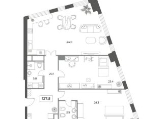 Продам трехкомнатную квартиру, 127 м2, Москва, Мытная улица, 40к3, ЖК Скай Хаус