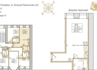 Продам квартиру студию, 25.7 м2, Санкт-Петербург, Большая Разночинная улица, 9, Большая Разночинная улица