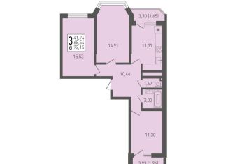 Продам 3-комнатную квартиру, 72.2 м2, посёлок Берёзовый