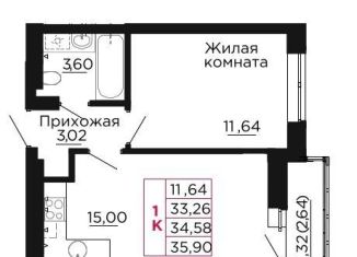 Продажа однокомнатной квартиры, 34.6 м2, Ростовская область
