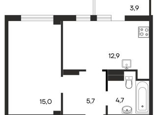 Продается однокомнатная квартира, 42.2 м2, Бахчисарай