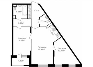 Продается 3-комнатная квартира, 73.5 м2, поселок дачного хозяйства Жуковка, коттеджный посёлок Жуковка-1, 53, ЖК Точка Отсчёта