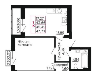 Однокомнатная квартира на продажу, 45.5 м2, Ростовская область
